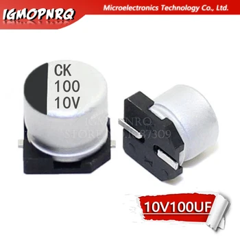10шт Elektrolitski kondenzator 10v100uf 6.3 *5.4 mm SMD aluminijski elektrolitski kondenzator 100uf 10v