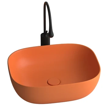 Umivaonik s keramičkim pločicama, sudopera, narančasta umivaonik ovalnog oblika, zdjelice, umivaonik, umivaonik