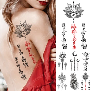 Vodootporne privremena tetovaža Naljepnica Joga Totem Lotos Flash tetovaže Crveno Crno Riječ Indijski Body art Ruku Lažna Tetovaža Žene Muškarci