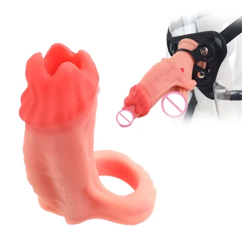 Mekan silikon, Nosivi Šuplje ugrađeni rukava za penis u obliku kobilice, povećava kurac, prsten za penis, torbica, Фантазийный masturbator, seks-igračke za muškarce