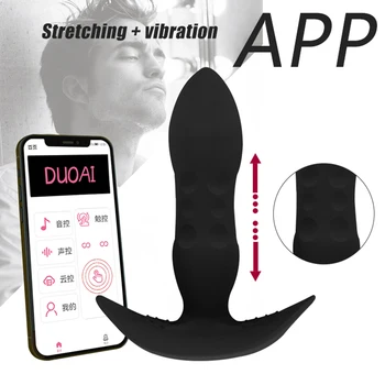 Teleskopski masažu prostate s primjenom Bluetooth, vibrator za muškarce i žene, analni čep, bežični analni čep s daljinskim upravljanjem, seks-igračkama za parove, igra