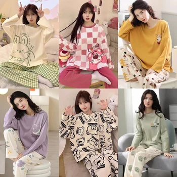 2 kom./compl. Ženske pidžame Proljeće i jesen, novi modni koreanska verzija, Kawaii Loungewear, ženska kućna odjeća, slatka ženska odjeća s likovima iz crtića