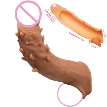 Pojačava kondoma za muškarce Višekratnu upotrebu rukava za penis za muškarce Produžni kabel Dildo Pojačalo Realan kondom Intimne roba Seks za muškarce