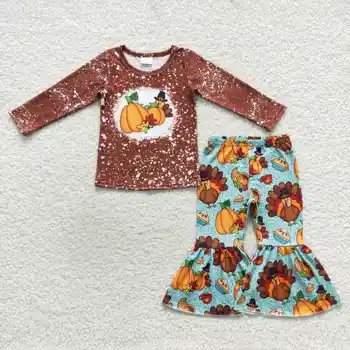 Novi modni odijelo od bundeve i puretinom za djevojčice na Dan zahvalnosti, butik odjeće za djevojčice, proljeće-ljeto dječja odjeća