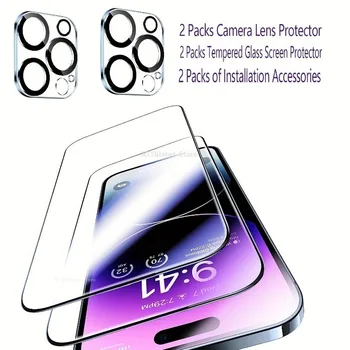 2 Pakiranja Zaštitne Folije Za Ekran S 2 Paketa Zaštitne Folije Za Objektiv Kamere Od Kaljenog Stakla Za iPhone 15 Pro Max 12 13 Mini Pro 11 14 Pro Max