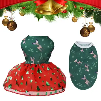 Božićno odjeća za pse, svečana slatka suknja i prsluk za pse, odjeća za mus, Božićno drvce, Pahuljice, prsluk za štence, suknja za pse, prsluk za pse
