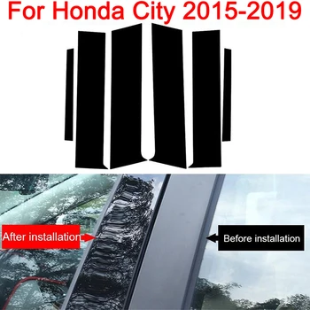 Pogodan za Honda Ballade City GM4/5/6/8/9 2015-2019 Sjajna crna dekoracija vrata automobila Stalak Stalak Winodw Pribor za Ukrašavanje poklopca