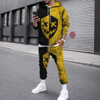 Novi kit толстовок sa digitalnim 3D ispis, svakodnevne sportske hlače za trčanje, komplet od dva predmeta, jesensko-zimska muška odjeća u stilu hip-hop.