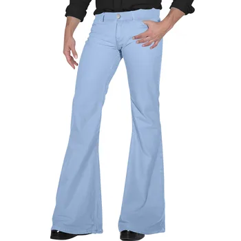 Muške hlače Udobne hlače-zvono dno od podatnom саржи u retro stilu, muške hlače-zvono dno u stilu disko, besplatno izrezati, berba hlače rastezanje.